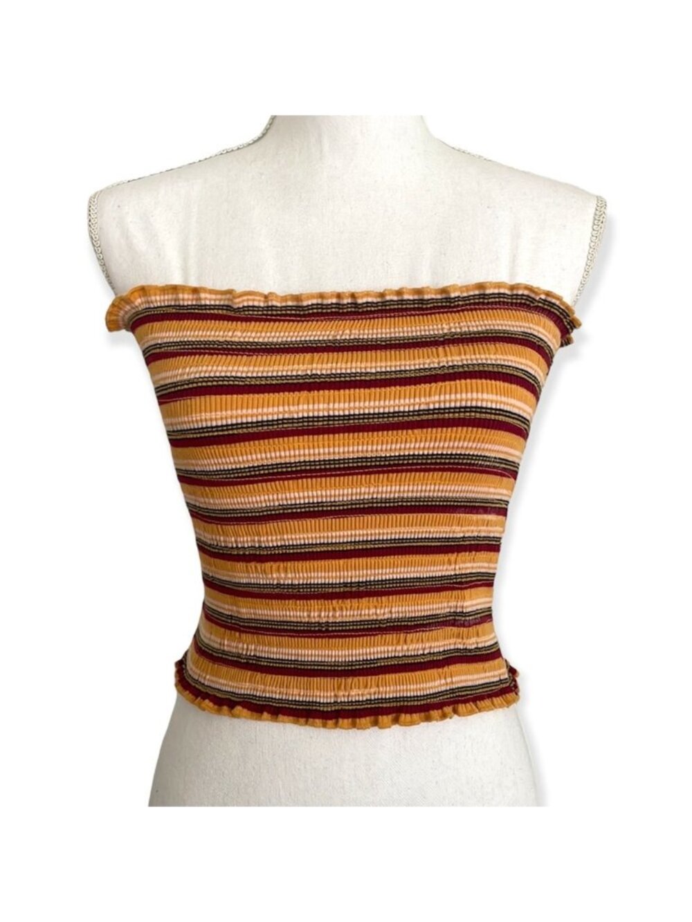 Striped Summer Smocked Crop Shirt